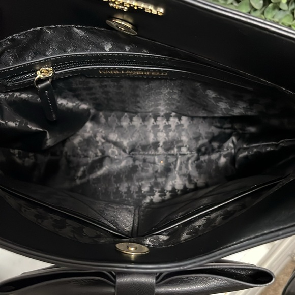 KARL LAGERFELD Black Floral Berry Bow Accent Crossbody Shoulder Bag Purse - Picture 6 of 6